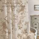 NDDYCU Beige Floral Vintage Shower Curtain,Cottage core Linen Shower Curtains for Bathroom,72Wx72H