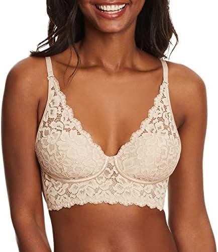 Maidenform Women's Lace Bralette, Padded Longline Bralettes, Convertible Wireless Bras for Women (38 B)