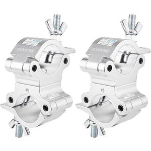 Pro TUV Swivel Truss Clamp 2 inch, 2 Packs GZhumin Heavy Duty 1100lb / 500kg Swivel Coupler 50mm Truss Clamps, Dual Head Turn As Needed Two 360 Degree Lighting Clamps, Fit truss OD 48-52mm / 2 (Silver)