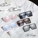 The Fresh Large Oversized Fashion Square Flat Top Sunglasses - Exquisite Packaging (Black)