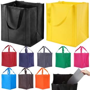 NERUB 10 Pack Reusable Reinforced Handle Grocery Bags - Heavy Duty Large Shopping Totes with Thick Plastic Bottom can hold 40 lbs (Multi-color)