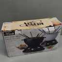 Artestia Cast Iron Fondue Pot for Chocolate, 5-Cup Cheese Fondue Pot with 6 Colored Forks for Fondue Party, 4-6 Person, Black