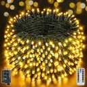 1000 LED 328 FT Christmas Lights, Waterproof Outdoor String With Remote and Timer, 8 Modes Dimmable, Fairy Lights for Holiday Decor (Warm White)