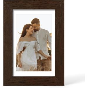 YESKAY 4x6 Picture Frame - 4 x 6 Photo Frame Made of Solid Oak Wood and Real Glass, Display Picture 3.5x5 with Mat or 4x6 Without Mat,4 by 6 Frames for Wall & Tabletop(Color Walnut)