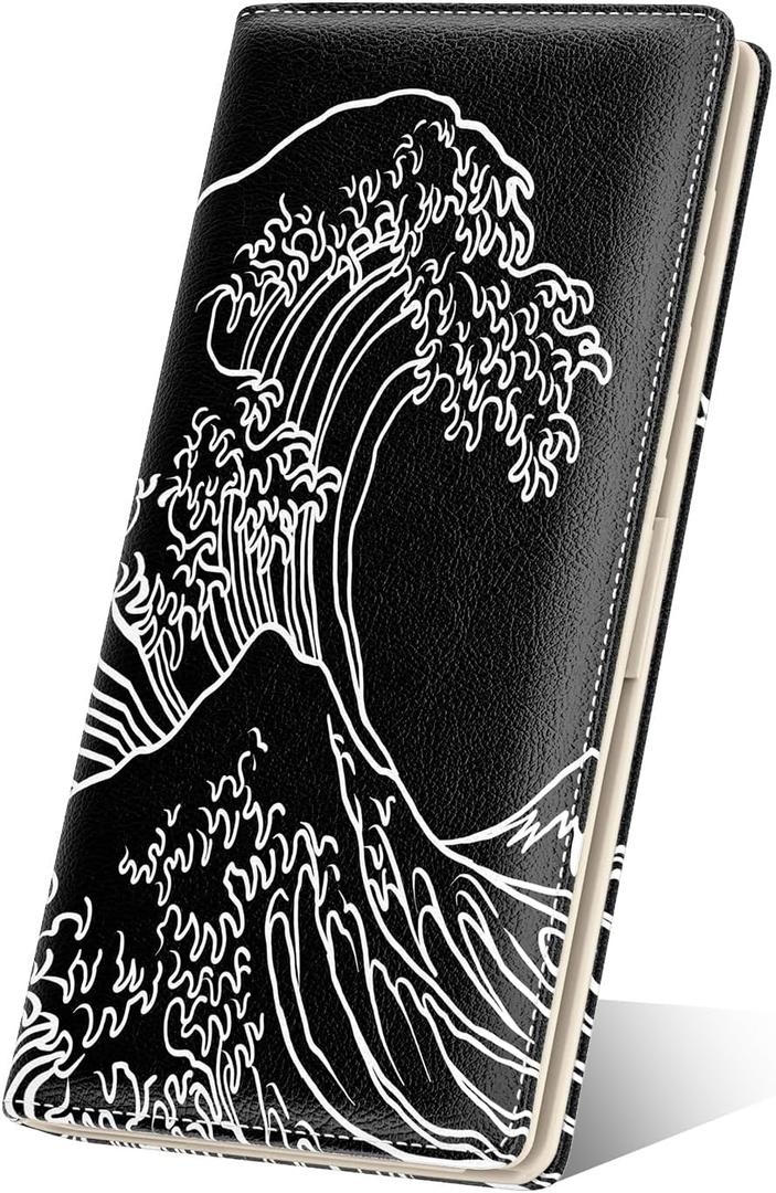 Nipichsha Womens Wallet, RFID Slim Wallets for Women, Thin Ladies Credit Card Holder Purse, Cute Leather Bifold Clutch Billfold with 11 Card Slots & ID Window, Night Ocean