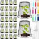 Geosar 30 Pcs 9 Inch Chicken Wire Cloche Plant Protector Cover Metal Garden Cloche Netting Protection Cages Vegetables Flowers with Garden Stakes Avoiding Chicken Rabbit Squirrels Birds (Black)