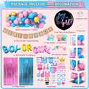 191pcs Pink Blue Gender Reveal Decorations, Boy or Girl Gender Reveal with Balloon Arch Kit, Baby Boxes, Fringe Curtains, Photo Props, Cake Copper