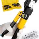 10 Tons Hydraulic Crimping Tool Battery Cable Lug Terminal Crimper with 9 Pairs of Dies, 12 AWG to 2/0 AWG Wire Crimping Tool