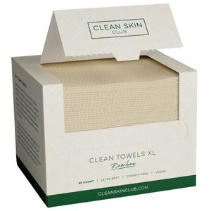 Clean Skin Club Bamboo Viscose Clean Towels XL, 100% USDA Biobased Face Towel, Disposable Face Towelette, Makeup Remover Dry Wipes, Ultra Soft, 50 Ct, 1 Pack