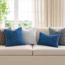 MIULEE Navy Blue Faux Fur Decorative Throw Pillow Covers 18x18 Inch Set of 2 Super Soft Cozy Plush Cushion Cases Luxury Fluffy Pillowcases for Sofa Couch Bed Living Room