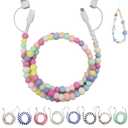 Beaded Phone Charger, USB C Cable for iPhone Charging Cord, 4 in 1 Beaded Charging Cable, 66W Chubby USB A Type C iOS Cable, 3.3FT Stylish Durable Multicolored Fast Charging Cable (Rainbow)