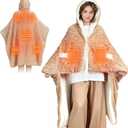 Heated Throw Blanket Wearable Battery Operated, 59" x 63" Cordless Portable Electric Blanket Wrap Poncho, Outdoor Heated Shawl 8 Heating Zones, For Travel,Camping,BedBattery Not Included