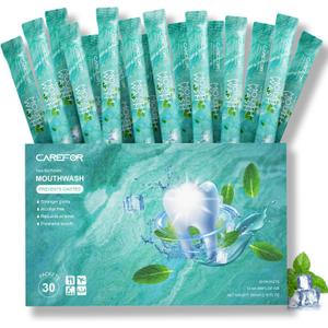 Mouthwash Travel Size Portable Packets to Go, Alcohol & Fluoride Free Fresh Mint MouthwashStrips for Superior Oral Hygiene,30 Individual Disposable Mouthwash Packs(Pack of 30)