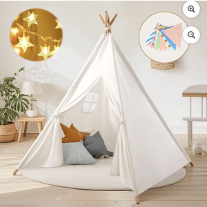 16 Pieces Replacement Wood Poles and Connectors for Kids Teepee Tent, 17 inch