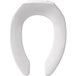 BEMIS 1955CT Commercial Open Front Plastic Toilet Seat, Heavy Duty Industrial Seat without Lid, Secure Installation for Long Lasting Use, Made in USA, Elongated, White