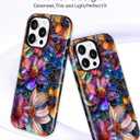 Magnetic Flower Phone Case for iPhone 15 Pro, Colorful | Compatible with MagSafe, Cute Stained Glass Vividly Floral Aesthetic, TPU and PC Protective Phone Cover for Women Girls
