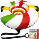 Heavy Duty Snow Tube with Premium Canvas Cover for Kids and Adults 44 Snow Tubes with Tow Rope & Handles for Sledding, Thickened Anti Damage Bottom Cold-Resistant Winter Outdoor Toy