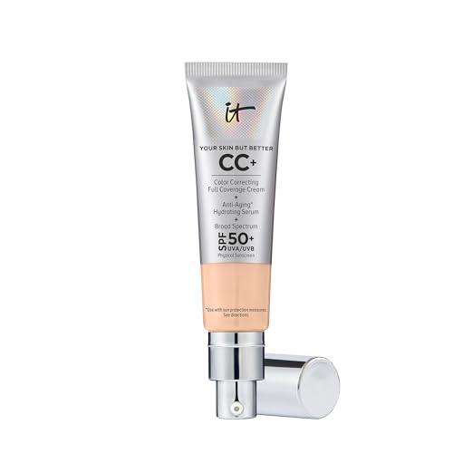 IT Cosmetics CC+ Cream (Light Neutral) - Natural Full Coverage Foundation With SPF 50+, Color Corrector & Anti-Aging Hydrating Serum, Hyaluronic Acid + Peptides, Lightweight - 1.08 fl oz