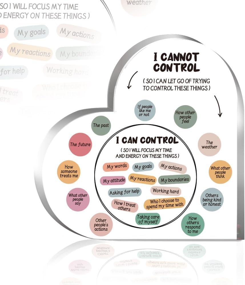 GOMAKERER Acrylic Heart-Shaped Keepsake, Mental Health Decor Therapist Office Art Decorations for Therapist Office Living Room Bedroom Desktop Decorations, 4x4 Inch