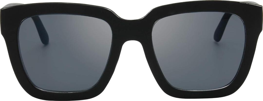 The Fresh Flat Lens Retro Oversized Square Sunglasses for Women (1-shiny Black)