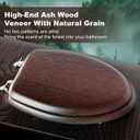 Elongated Wood Toilet Seat Support 400 lbs. Heavy Duty Toilet Seat with Natural Wood Veneer for Bathroom, Dark Walnut Toilet Lid with Chrome Hinges, Grip-Tight Bumpers, Easy Clean, Easy Install