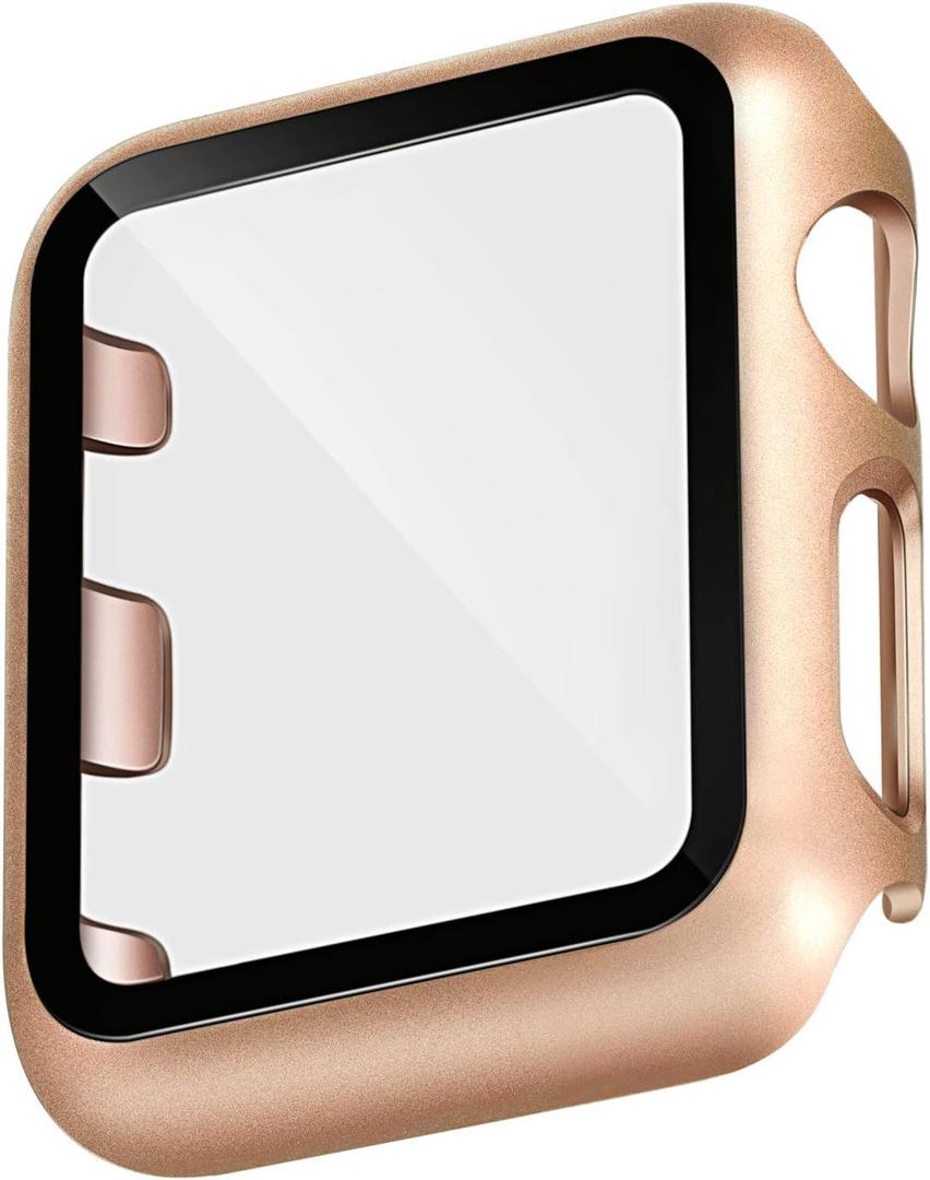 WITHit Protective Glass Cover with Integrated Bumper, Compatible with Apple Watch, 42mm (Series 1-3 only), Gold/Rose Gold  Seamless Fit, Easy Installation, Screen Protector and Bumper for Apple Watch