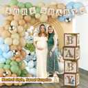 125Pcs Classic Winnie Bear Baby Shower Decorations Baby Boxes Balloons Banner Kit, Neutral Vintage Pooh Balloons Baby Blocks with Letters Banner Bee Stickers for Boys Girls Baby Shower Gender Reveal