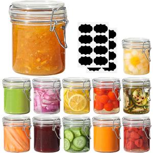 ComSaf 8oz Small Airtight Glass Jars Set of 11 with Lid Food Storage Jar Round, Mini Storage Container with Clear Preserving Seal Wire Clip Fastening for Kitchen Canning, Jam, Spice, Honey, Mason Jars