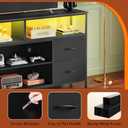WLIVE TV Stand Dresser for 50,55,60 inch TV, Entertainment Center with LED Lights & Fabric Drawers, Dresser TV Stand for Bedroom and Living Room with Open Shelves, Black