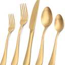 Matte Gold Silverware Set, Satin Finish 20-Piece Stainless Steel Flatware Set,Kitchen Utensil Set Service for 4,Tableware Cutlery Set for Home and Restaurant, Dishwasher Safe