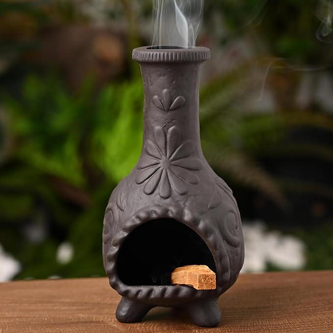 Elegant Handmade Black Palo Santo Holder–Incense Cone & Stick Burner with Smudge Chimney for Sage, Aromatherapy, Yoga, Meditation and Home Decor | Unique Gift for Friends & Family