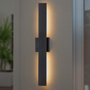 32 in. H 2-Light Matte Black Aluminum Hardwired LED Outdoor Wall Lantern Sconce (1-Pack)