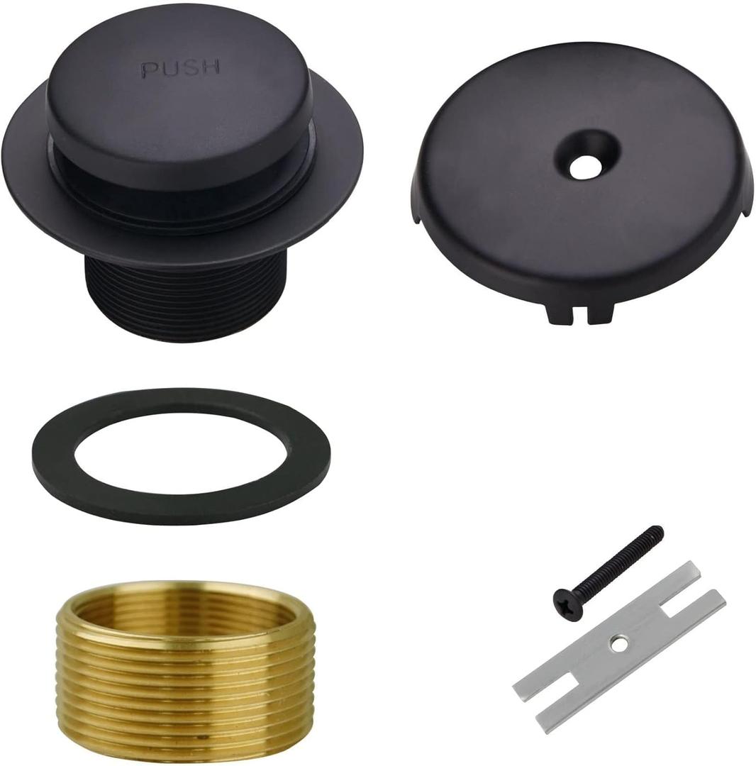 Black Bathtub Drain Tip-Toe Single Hole,Welsan Tub Drain Trim Set Conversion Kit Assembly, Coarse Thread Replacement Trim Kit with 1-Hole Overflow Faceplate Includes an Adapter, Matte Black Black Bathtub Drain Tip-Toe Single Hole,Welsan Tub Drain Trim Set Conversion Kit Assembly, Coarse Thread Replacement Trim Kit with 1-Hole Overflow Faceplate Includes an Adapter, Matte Black