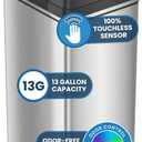iTouchless 13 Gallon Patented Sensor Trash Can with Lid & Odor Filter, Original Inventor 50L Automatic Kitchen Garbage Bin, Fingerprint-Proof Stainless Steel, Pet-Proof Lock, Soft-Close, Silver