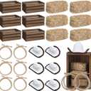 6 Set Western Cowboy Party Centerpieces Decoration Include 6 Pcs Mini Wood Crates 6 Pcs Mini Hay Bales 6 Pcs Mini Cowboy Hat 6 Pcs Twisted Hemp Rope for Western Party Table Centerpieces