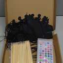 Yinder 130 Pcs Crown Party Favors Halloween DIY Crafts Set 48 Scratch Paper Crowns Headband Hats 24 Wooden Styluses 48 Elastic Bands 10 Sheet Colorful Gem Jewel Stickers