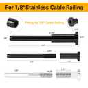 50 Pack 1/8" Black T316 Stainless Steel Invisible Cable Railing KitSwage Stud End for Deck, Stair, Wood & Metal Posts Black Cable Railing Hardware