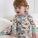 babee Reshinee Bamboo Viscose Baby Footie Pajama, Zipper Sleeper Boys Girls | Sleep & Play Romper with 2-Way Zipper, Fold-Over Mittens & Foot Cuffs with Grips, Tagless, Convertible, All-Season, 6-12 Months