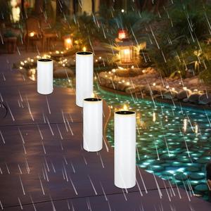 4 Pcs Large Solar Waterproof Outdoor Flameless Candles LED Pillar Candles Battery Operated Flickering for Summer Porch Church Garden Decor(4 x8 /10/12 /14)
