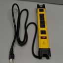 CCCEI Heavy Duty Power Strip Surge Protector with 15A, 6 Plug Industrial Shop Workshop Garden Metal Multiple Outlets, 6FT Extension Cord 1200 Joules ETL Listed, Yellow