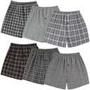 BAMBOO COOL Men's Underwear Woven Boxer Shorts,Classic Relaxed Fit,Lightweight Plaid Boxers,6 Pack, Medium