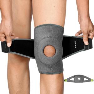 Adjustable Knee Brace for Running - Knee Brace with Side Stabilizers & Patella Gel, No Slip, Breathable Knee Support Brace for Men and Women, Knee Pain ACL MCL Arthritis Injuries Recovery (Grey & Green, L)
