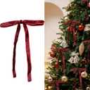 30 Pcs Velvet Christmas Tree Bows Decorations, Vintage Velvet Ribbon Bows with Twist Tie for Wreath Garland Gift Wrapping Indoor Outdoor Decor (Burgundy)