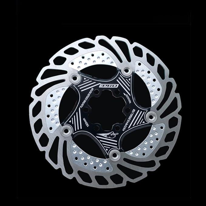 IIIPRO  Floating Bike Disc Brake Rotor with 6 Bolts, MTB Stainless Steel Bicycle Disc Brake Rotors for Road Bike/Ebike/BMX (Black, 140mm)