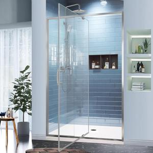 GroGro 44-48" W x 71" H Semi-Frameless Pivot Swing Glass Shower Door,with 1/4" (6mm) Clear SGCC Tempered Glass,Chrome Finish,Reversible Installation