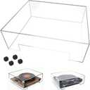 Universal Turntable Dust Cover, Clear Acrylic Protector with Rear Cable Access - No Hinges Needed, Fits Most Record Players Under 18.1"x15.5"x5.9"