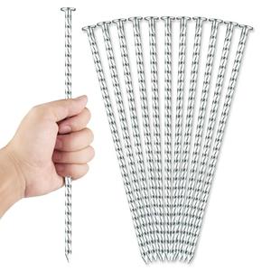 EISENSP 12 Inch Galvanized Landscape Stakes - 90pcs Spiral Metal Round Anchoring Spikes, 0.7 Inch Extra Large Top, for Securing Paver Edging, Weed Barrier, Camping Tent