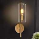 LALUZ Wall Sconce, Gold Bathroom Light Fixtures, Gold Vanity Light with Seedy Glass Shade for Bathroom, Hallway (17 H x 5 W)