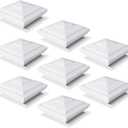 VIVIDA 4" x 4" Vinyl Fence Post Cap (Actual 4" x 4"), New England Post Cap, PVC Pyramid Square Top Cover, for Vinyl Fences, Mailboxes & Decks, White, 8 Pack