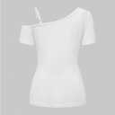 SOLY HUX Women's Y2K Gothic Tops Off The Shoulder Graphic Tees Short Sleeve Vintage T Shirt Emo Grunge Alt Clothes White Graphic Large
